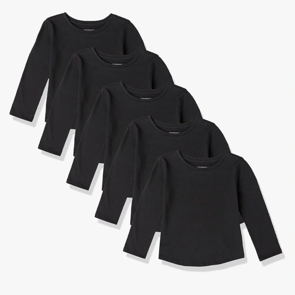 NWT Amazon Essentials Toddlers' Long-Sleeve T-Shirts, 5 pack Multipacks